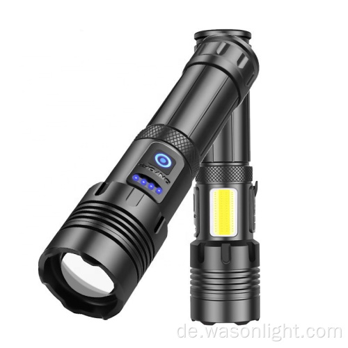 Hot Sale Dual Light Source XHP70/90 leistungsstärkste und hellste wiederaufladbare Taschenlampe mit Fackelzoomen fokussierbarer Langstrecken -Taschenlampe